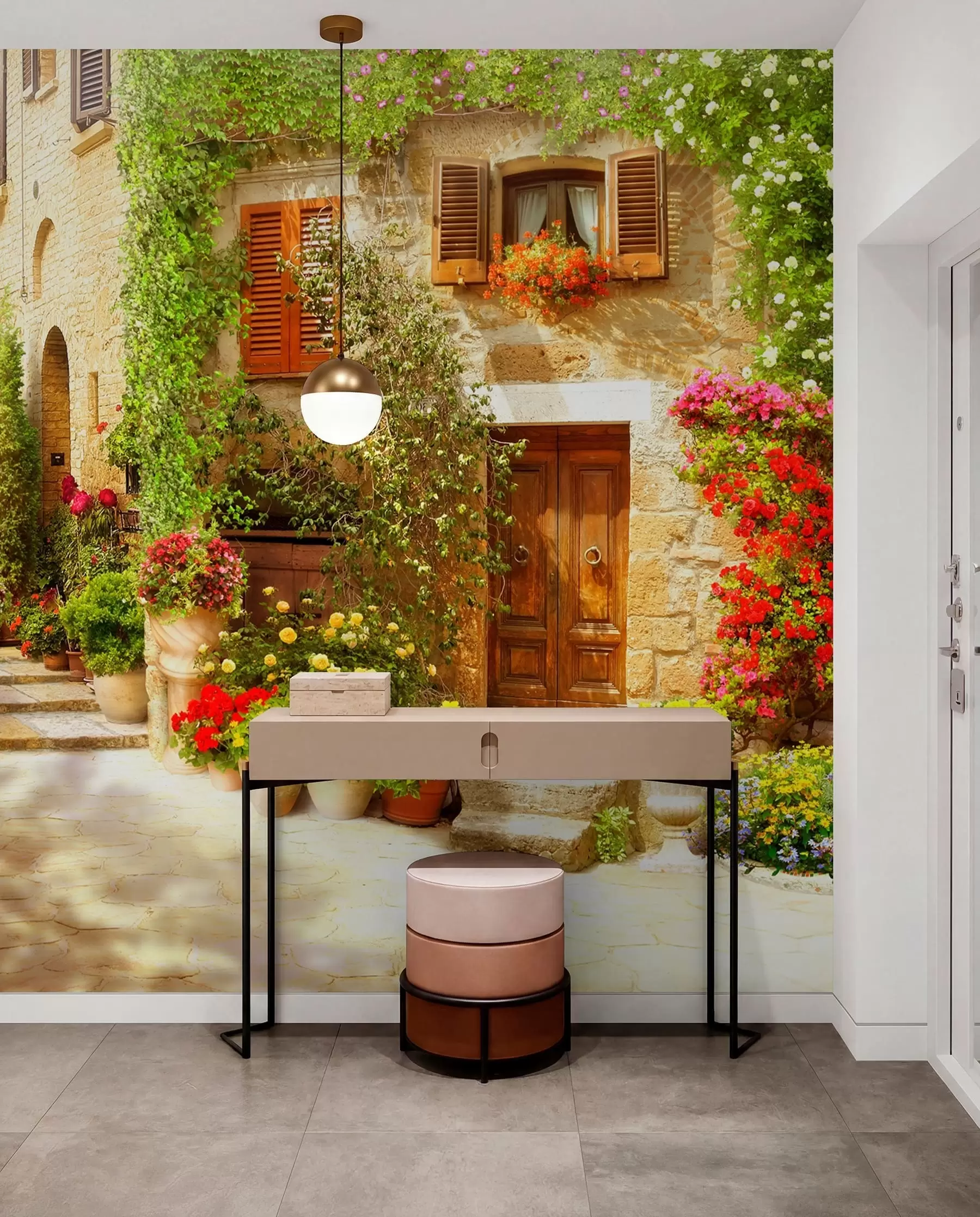 Шпалери Квіти біля будинку u25419