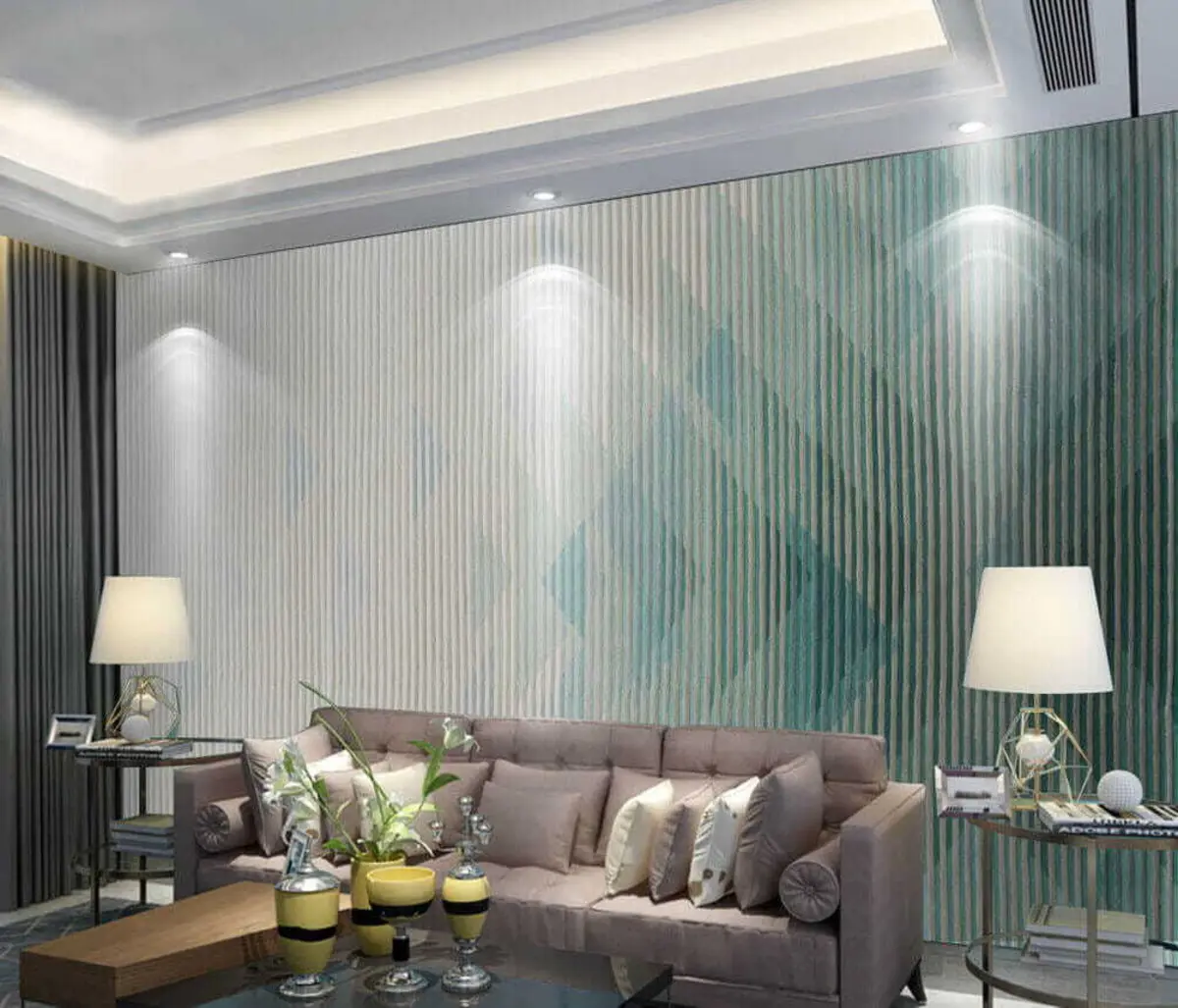 Шпалери М'ятний градієнт лінії u29152