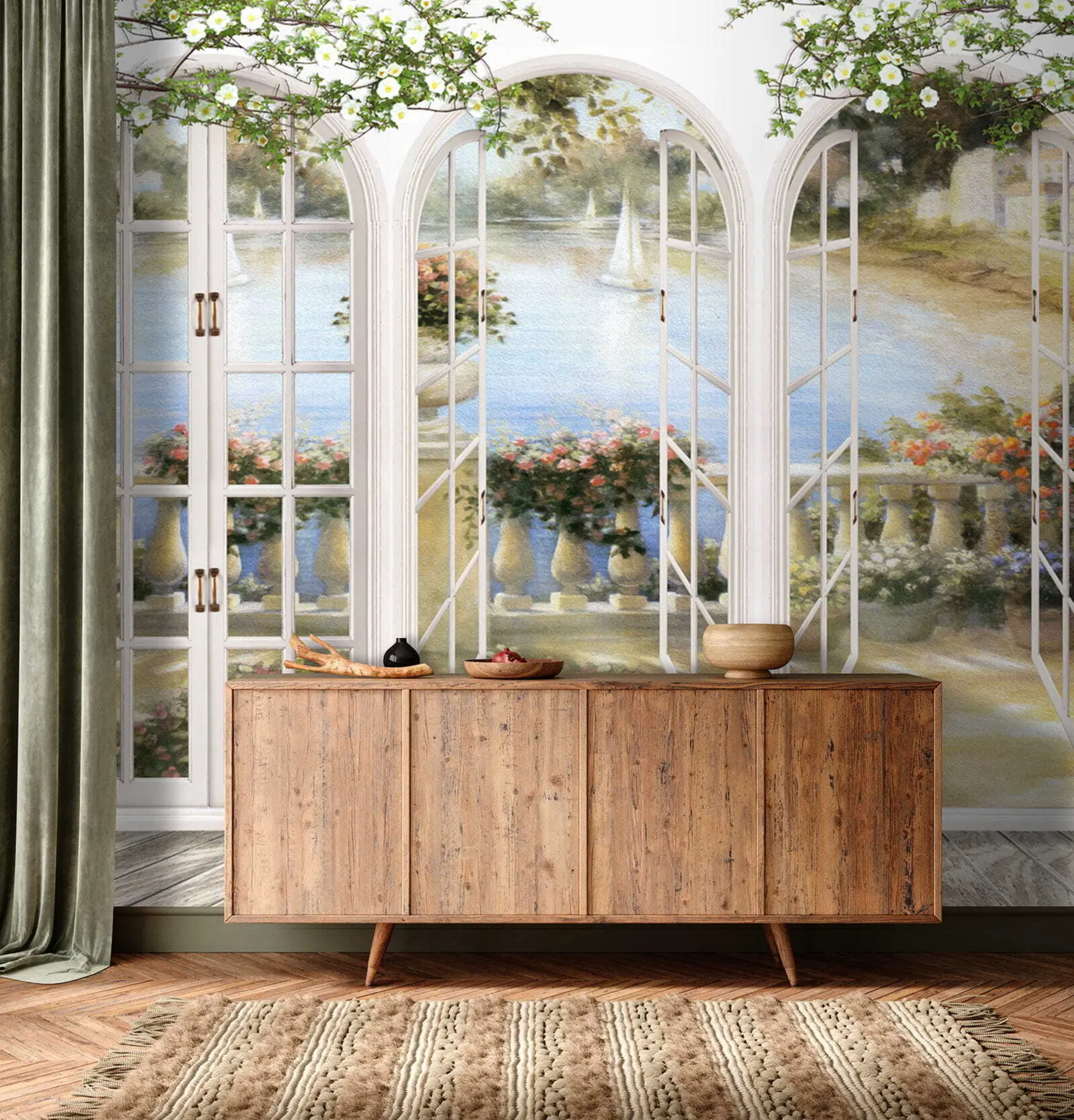 Шпалери Тераса з білими вікнами u21592