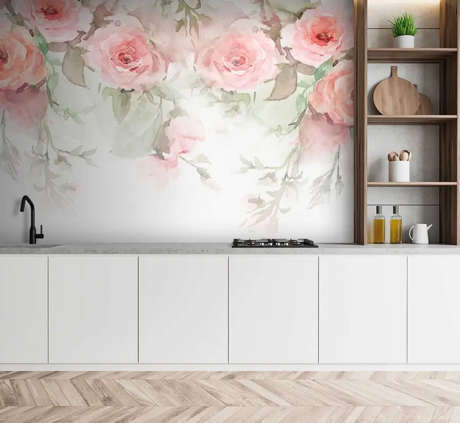 Шпалери Рожеві акварельні троянди u34659
