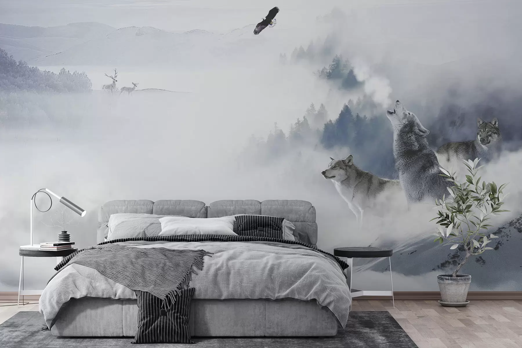 Шпалери Вовки в лісі u42161