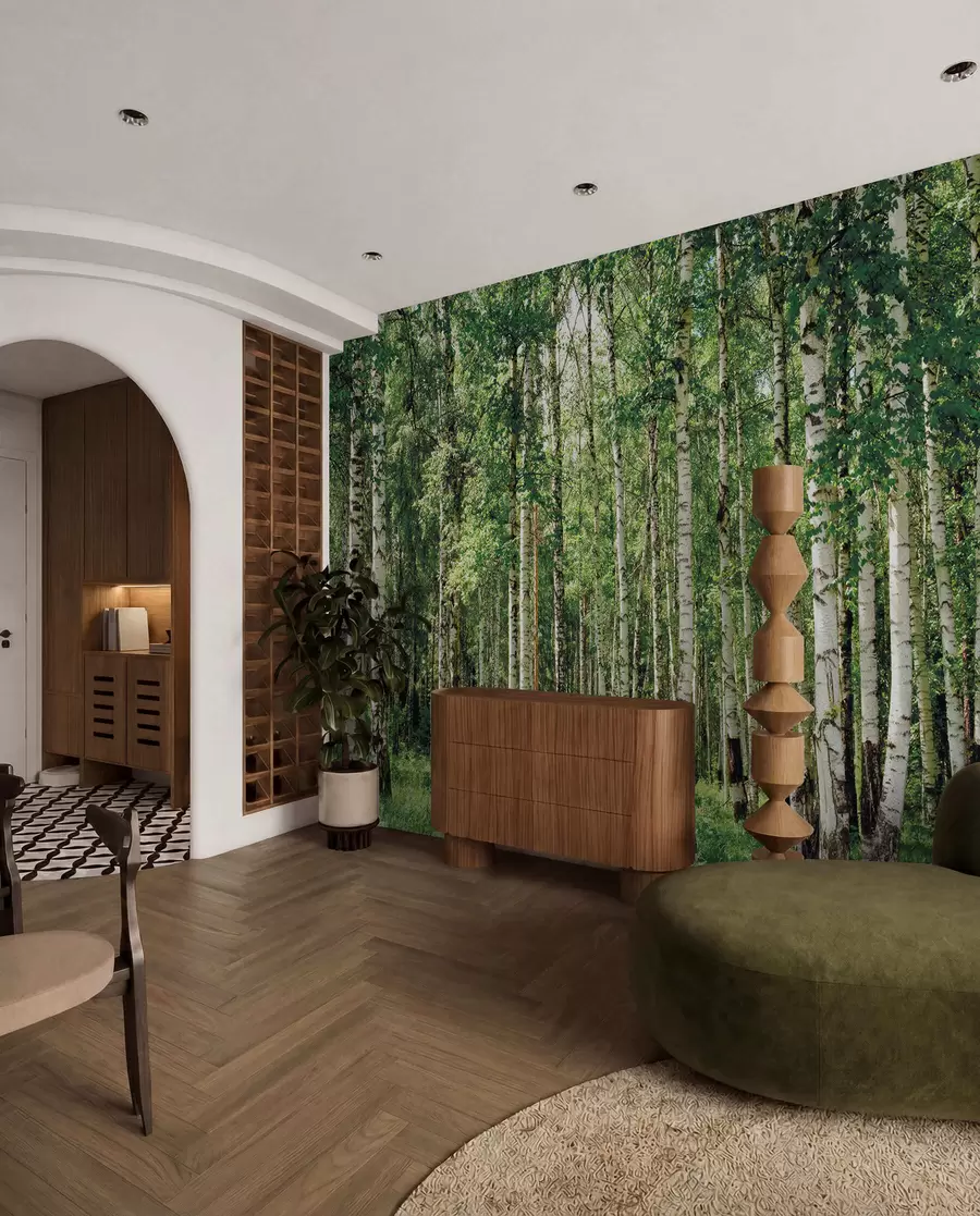 Шпалери У літньому березовому лісі u52530