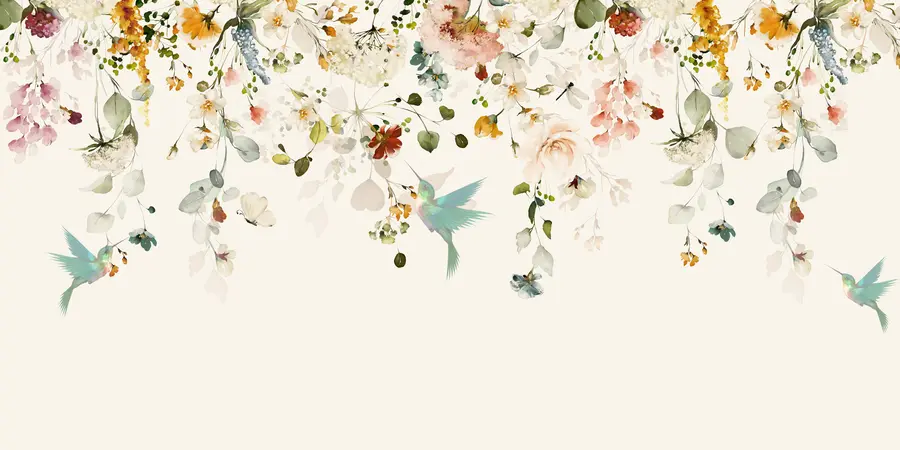 Шпалери Квіти і колібрі u59610d2