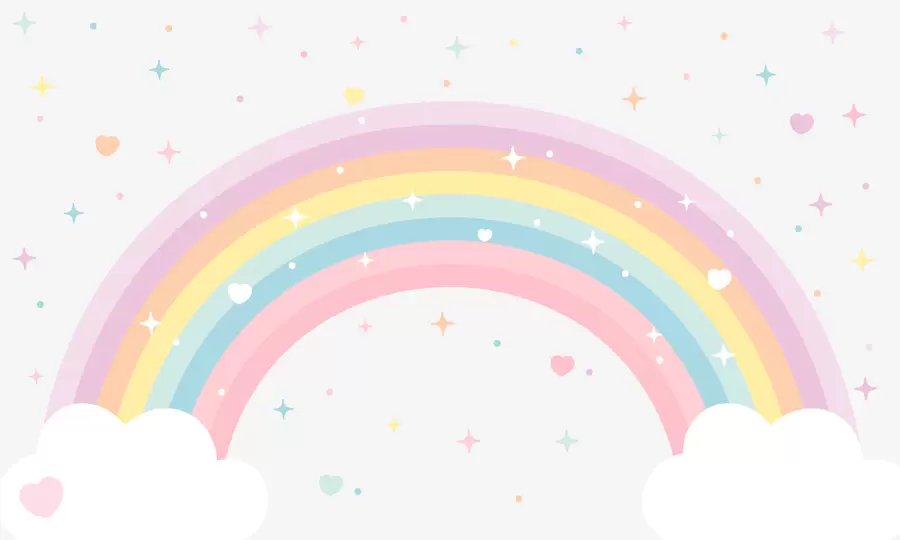 Шпалери Барвиста веселка з зірками та серцями в скандинавському стилі w08109