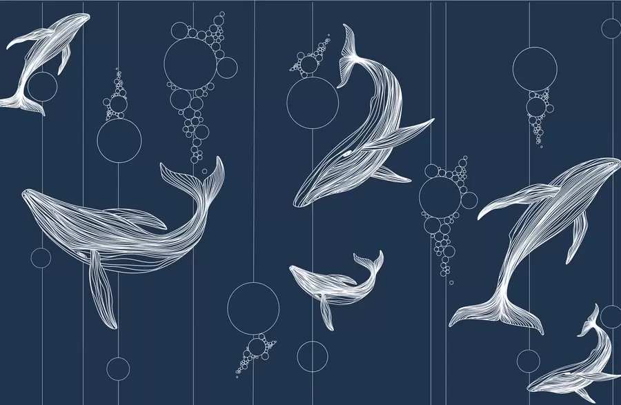 Шпалери Кити та абстракції на блакитному тлі w08074v1