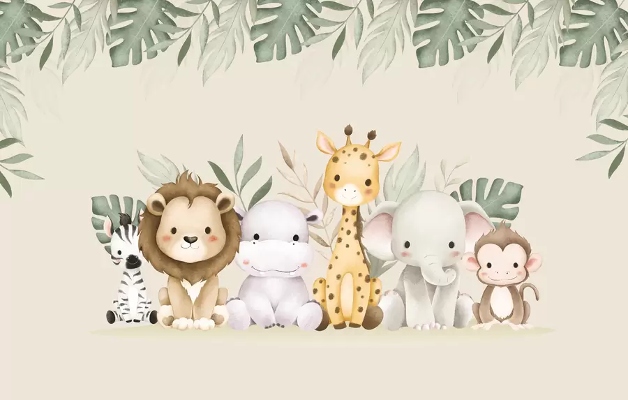 Шпалери сафарі тварин акварельними фарбами w01406