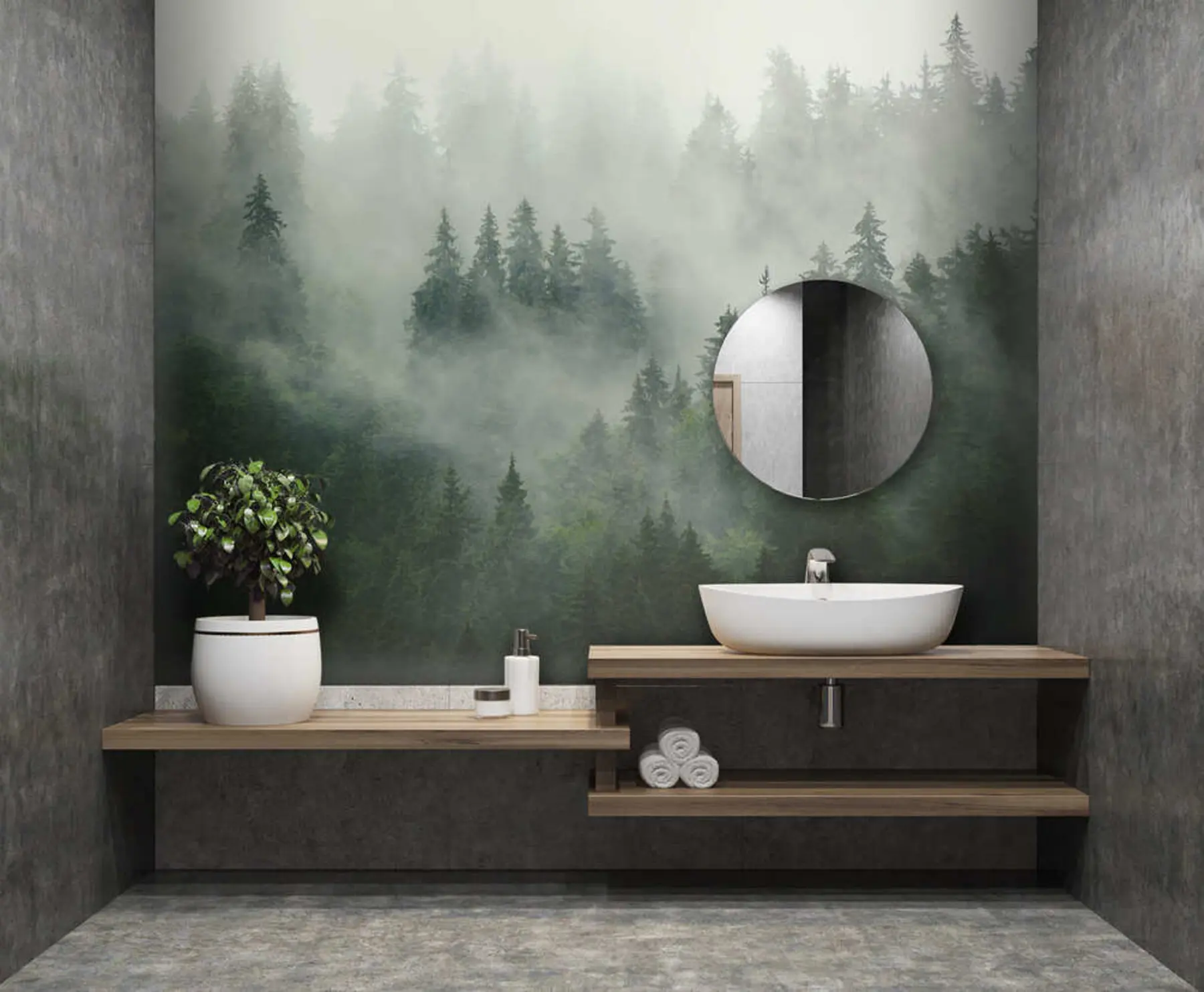 Шпалери Туманний ранок, ліс u36439