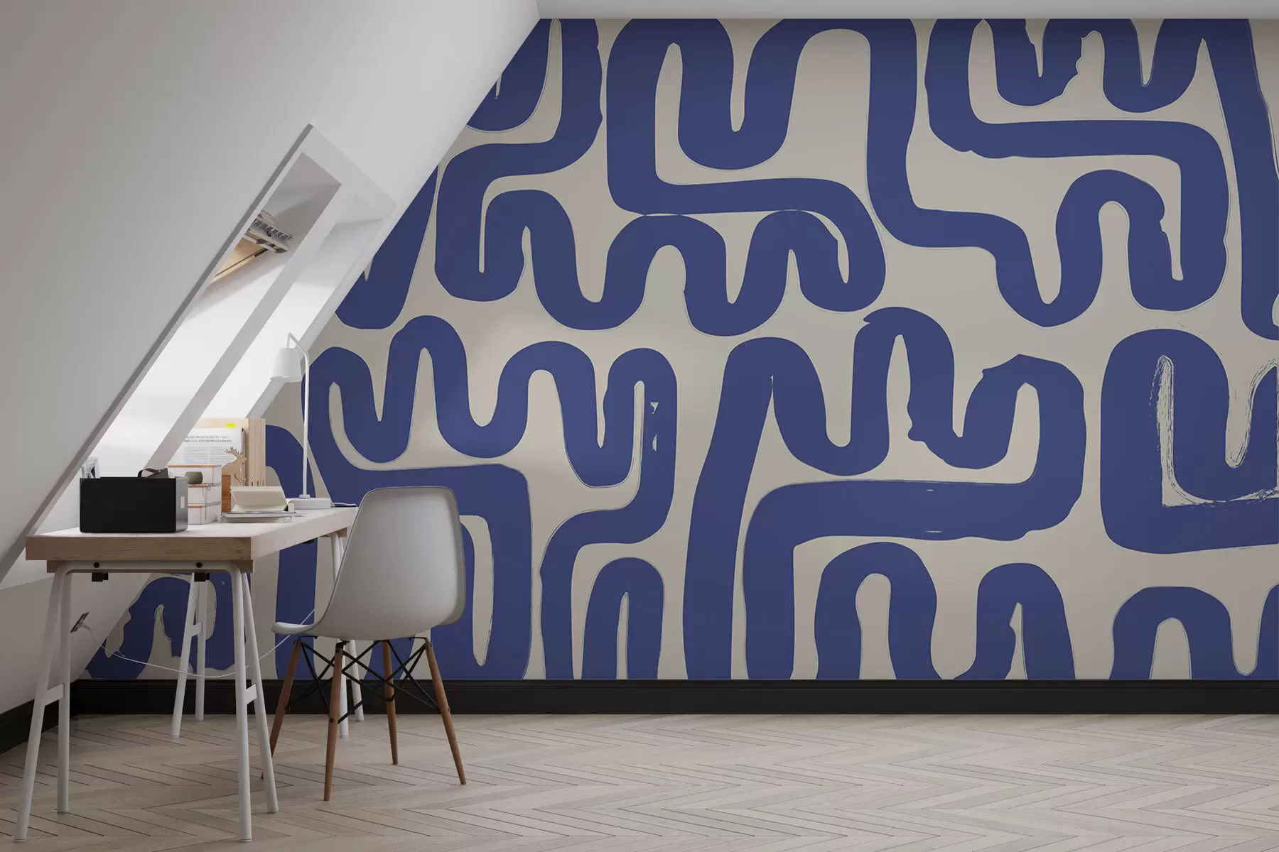 Шпалери Сині звивисті лінії w01686