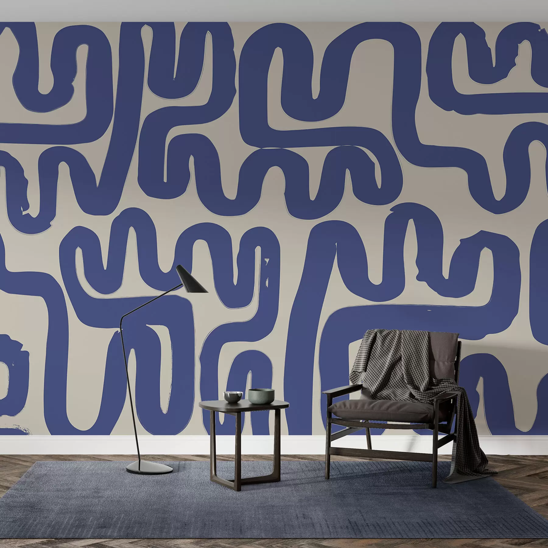 Шпалери Сині звивисті лінії w01686