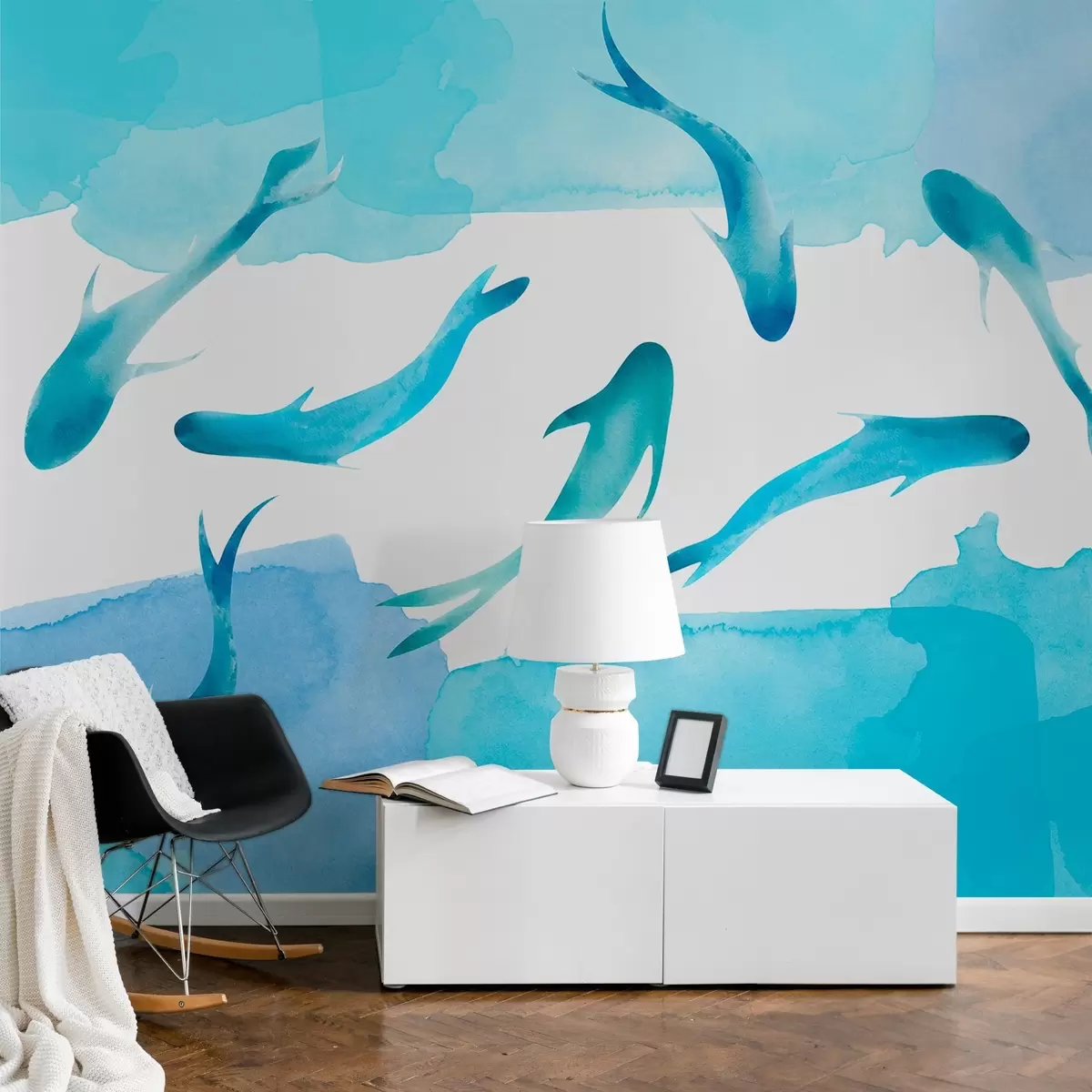 Шпалери Купання в спокійних блакитних водах w00513