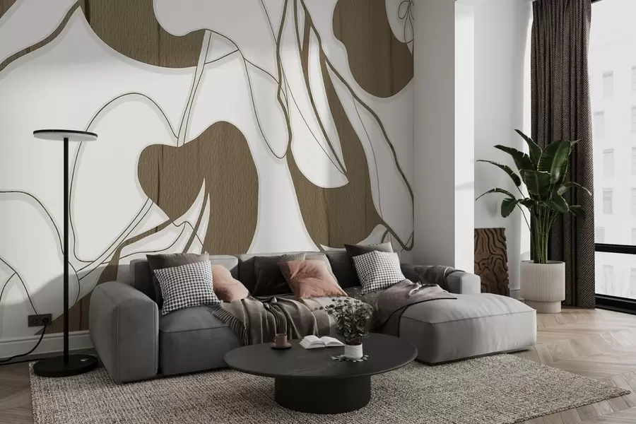 Шпалери Елегантні абстрактні квіткові візерунки у відтінках w00833