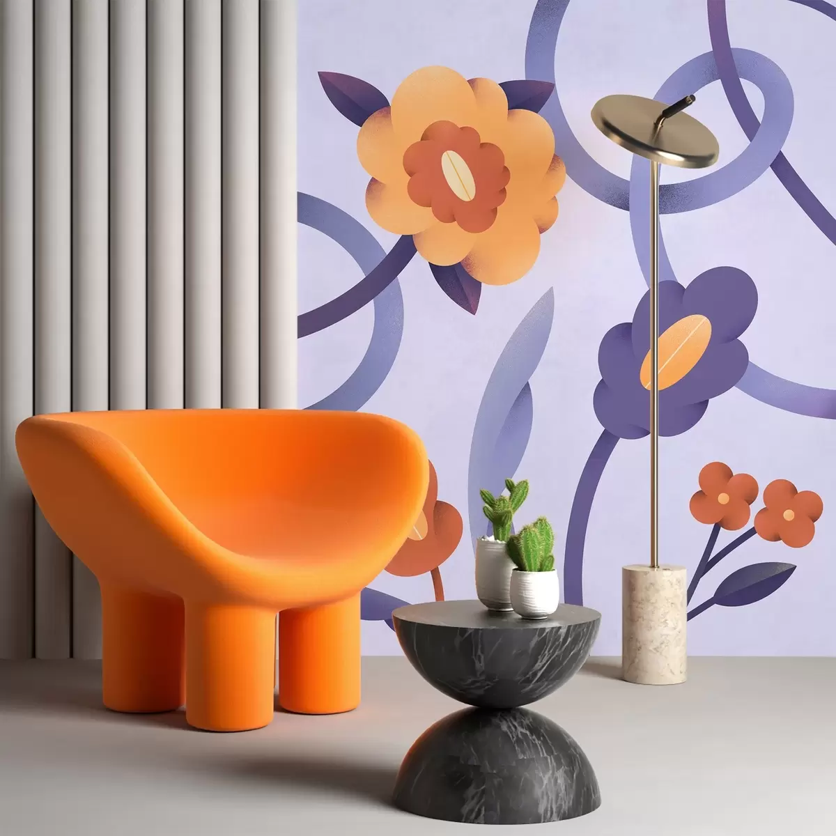 Шпалери Вигадливий квітковий дизайн у м'яких відтінках u99198v2