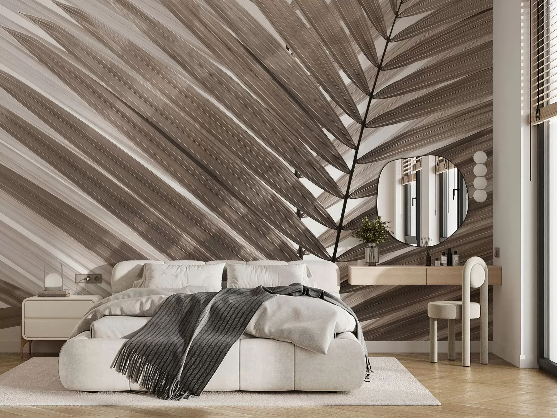 Шпалери Елегантне пальмове листя в м'якій сепії u97550v1