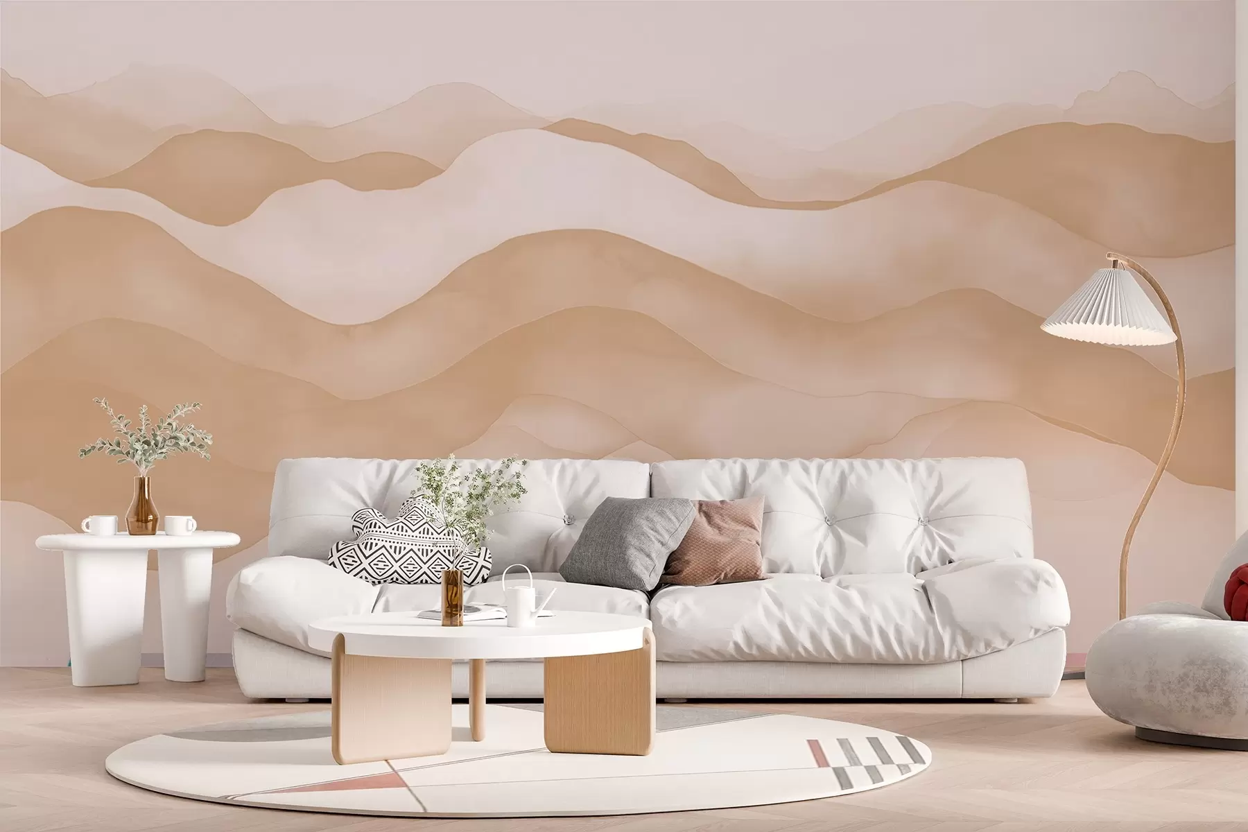 Шпалери Абстрактні бежеві хвилі, що нагадують гори w02196v1