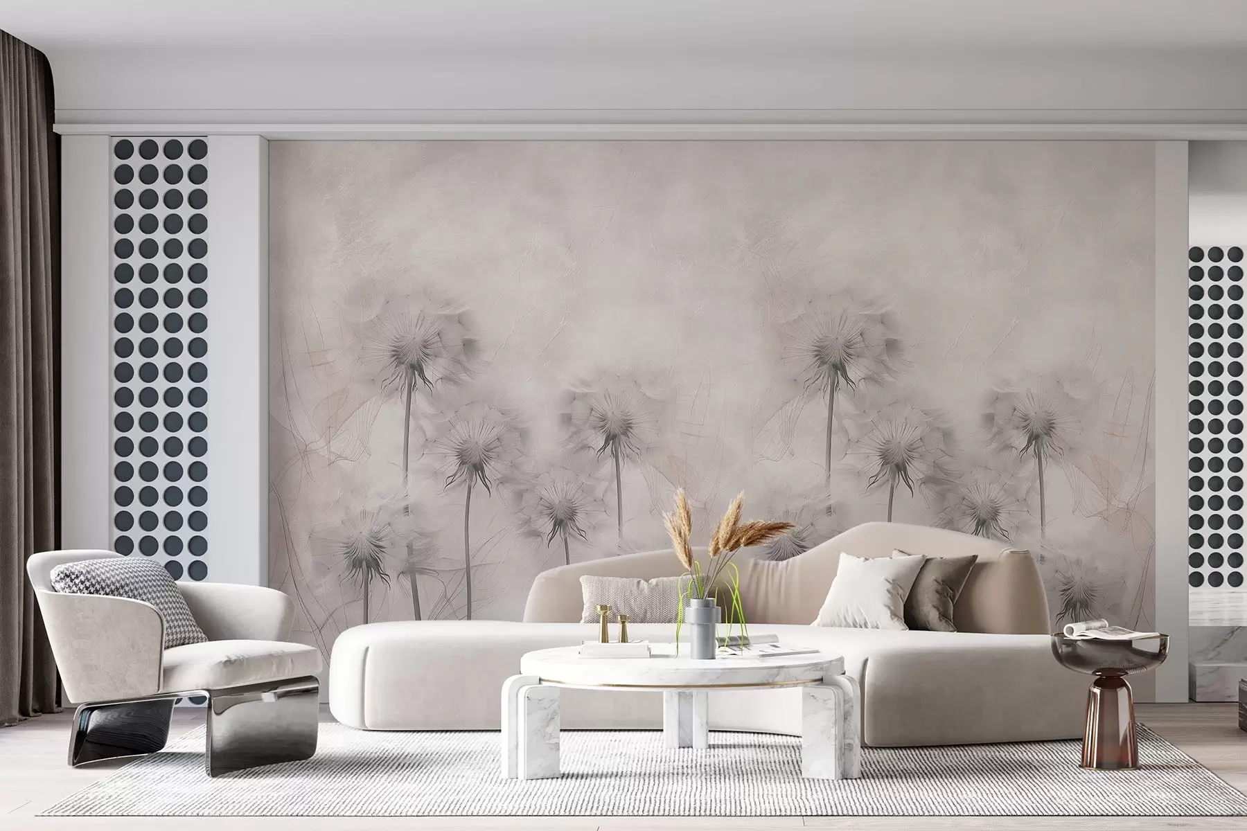 Шпалери Кульбаби на світло-бежевому тлі w01895