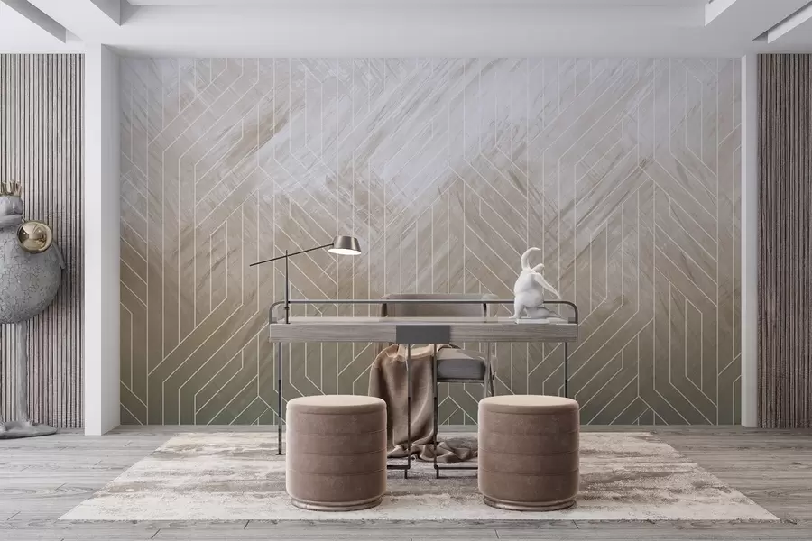 Шпалери Геометричний абстрактний фон з діагональними лініями та градієнтним ефектом у відтінках коричневого w08433v1