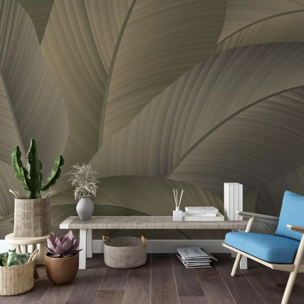 Шпалери Велике листя в коричневих кольорах w02366v2