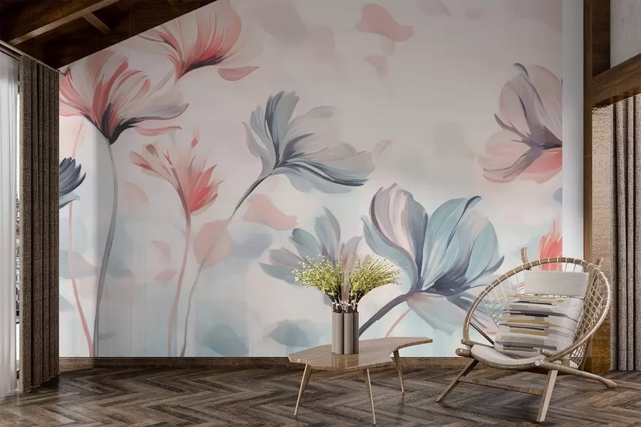 Шпалери Польові квіти в пастельних тонах w02457