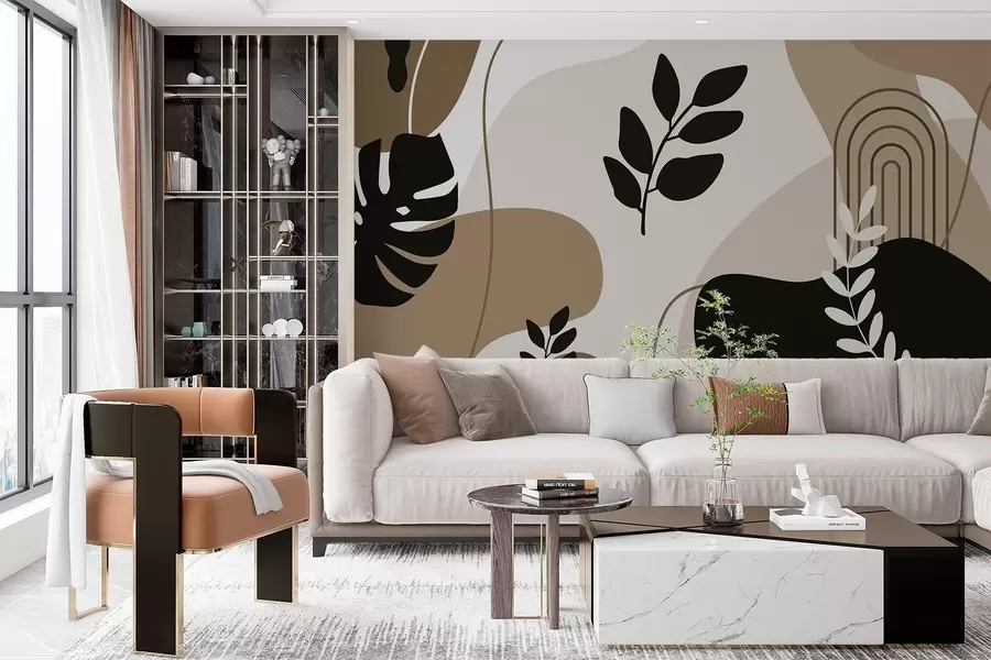 Шпалери Абстрактний візерунок із силуетами листя w02462v1