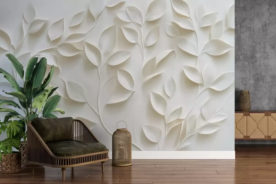 Шпалери Об'ємні гілки з листям w02504