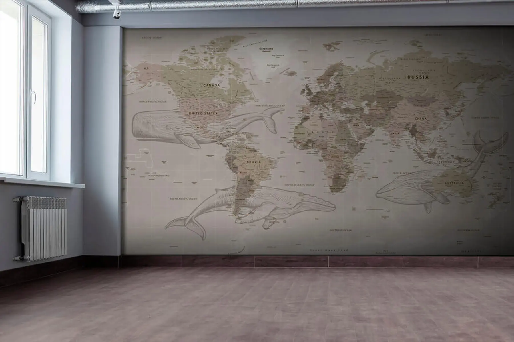 Шпалери Карта світу з китами u50449