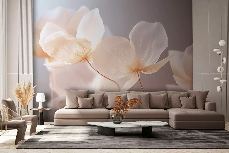 Шпалери Пелюстки лотоса, ніжна композиція на рожевому тлі w08500v1