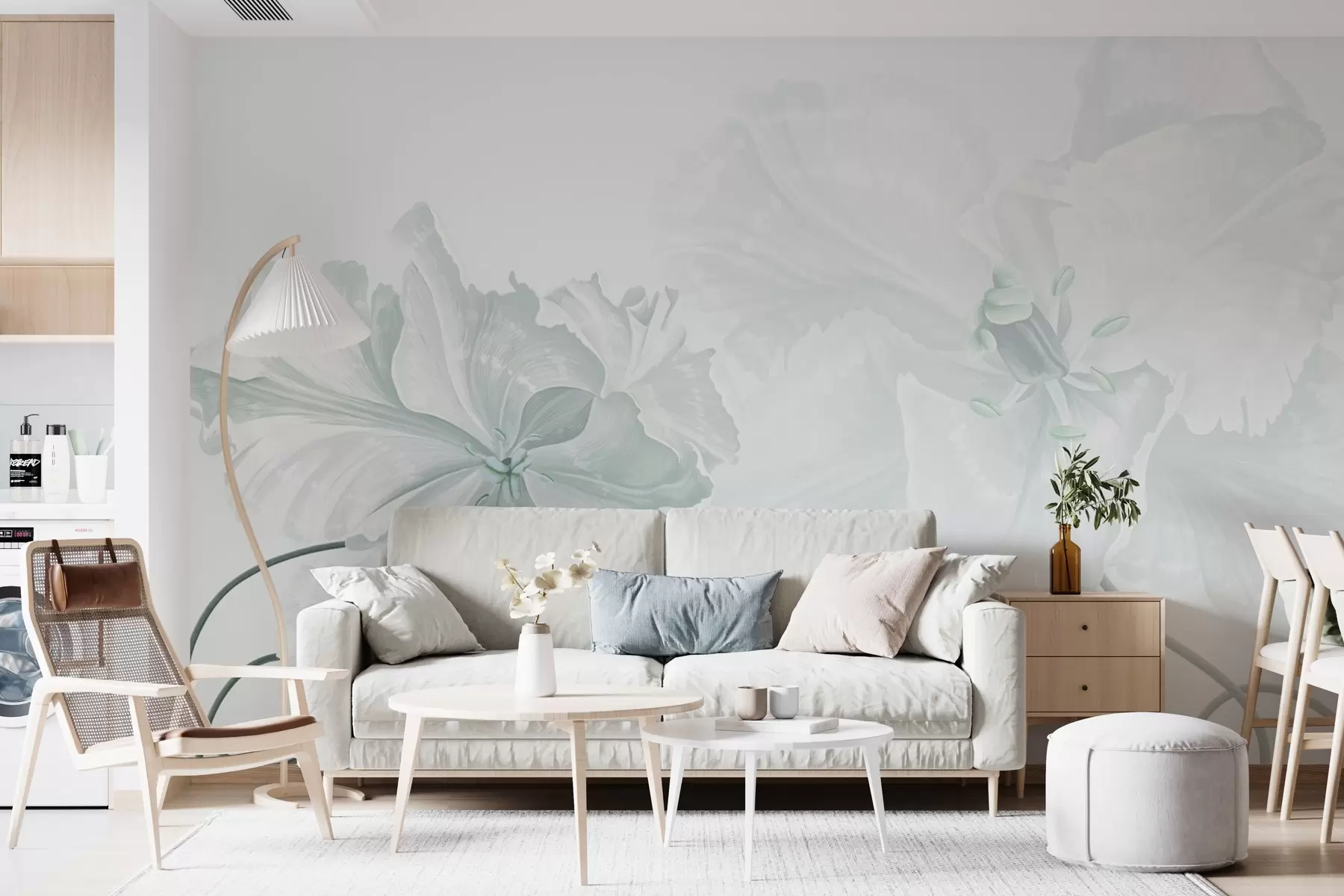 Шпалери великі бірюзові квіти w02566v1