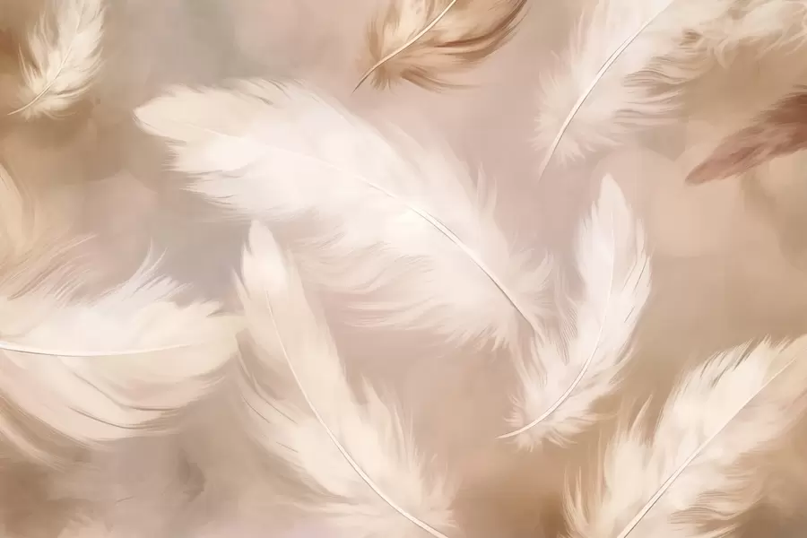 Шпалери Велике пір'я бежевого кольору w02601v1