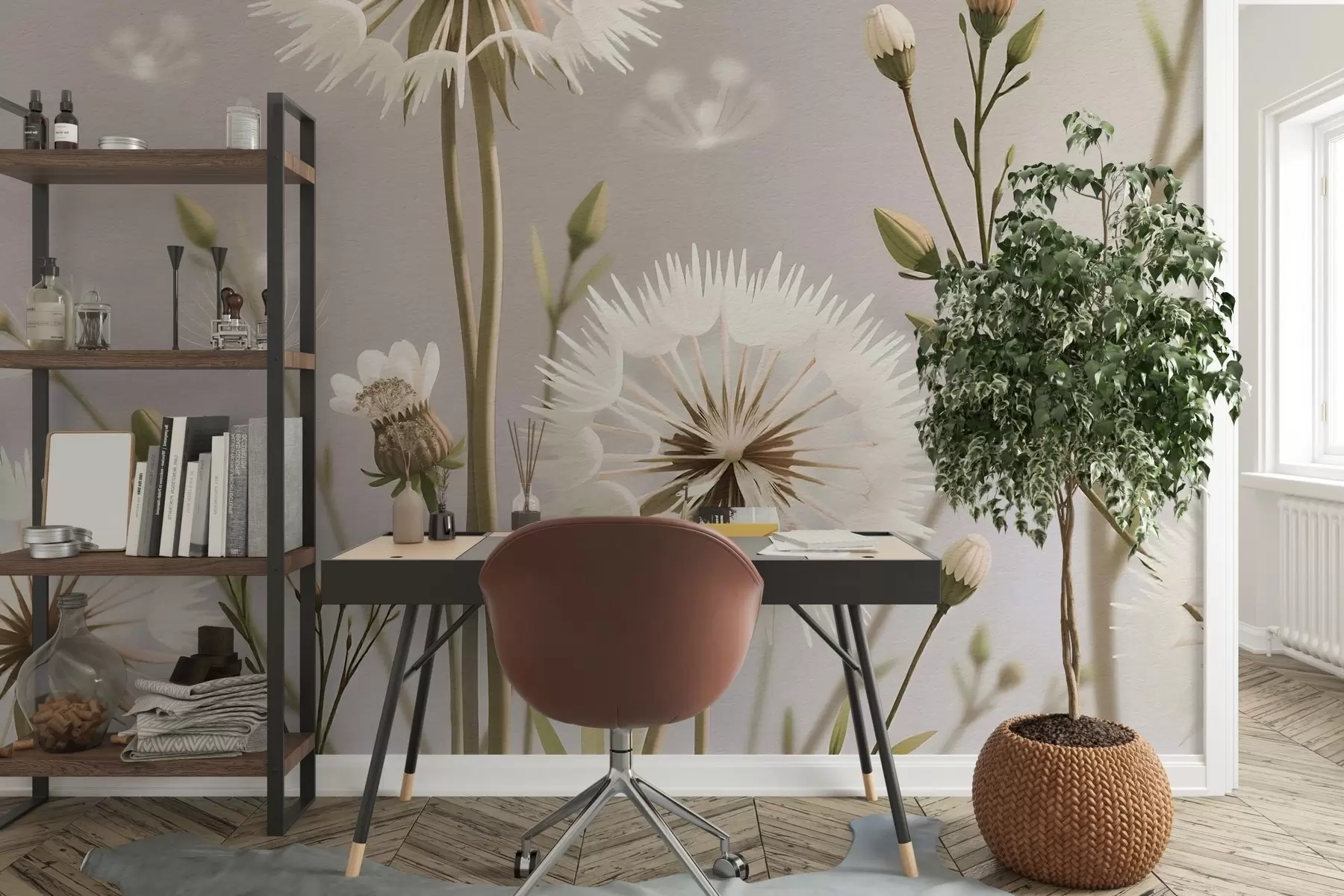 Шпалери Поле, заквітчане кульбабами w02619