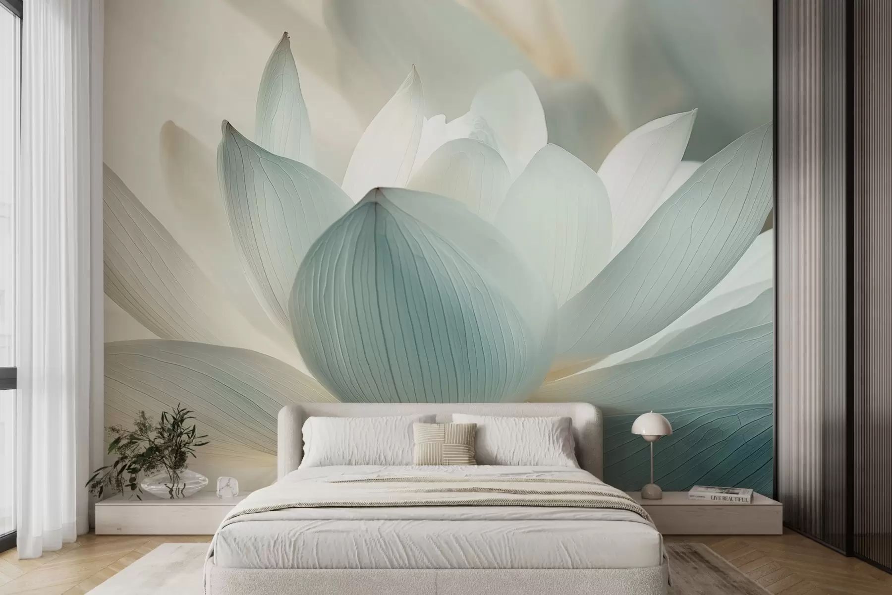 Шпалери Елегантний лотос у ніжних відтінках w08487