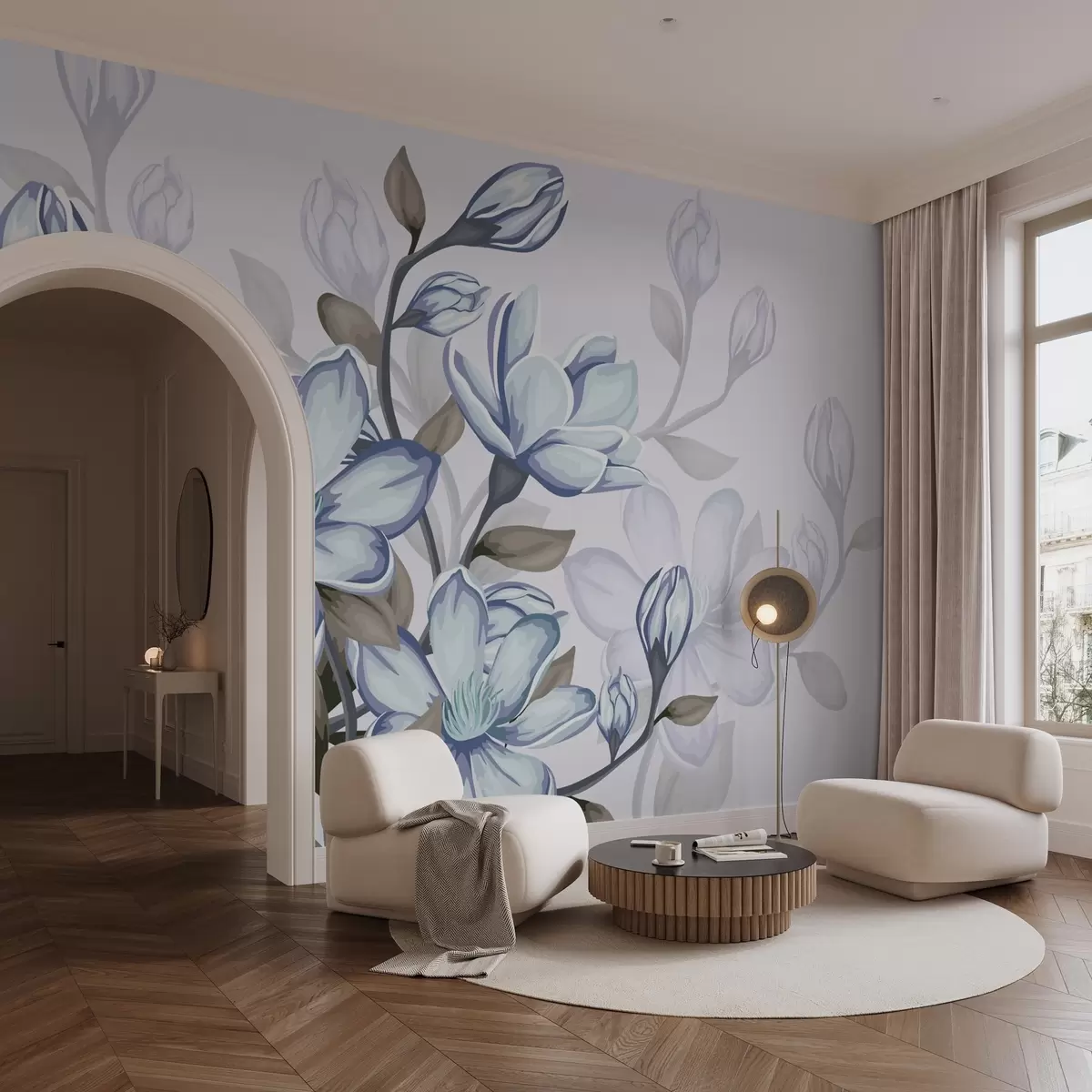 Шпалери великі сині квіти w02663v1