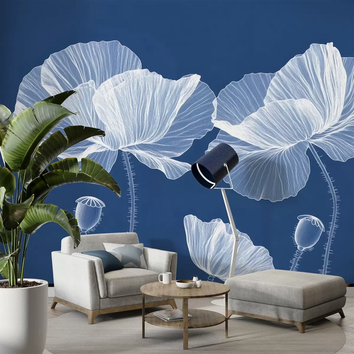 Шпалери Розмальовані дикі маки в саду w02622