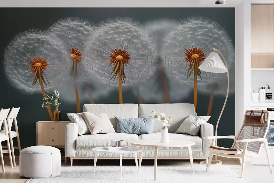 Шпалери Повітряні кульбаби на темному природному тлі w08498