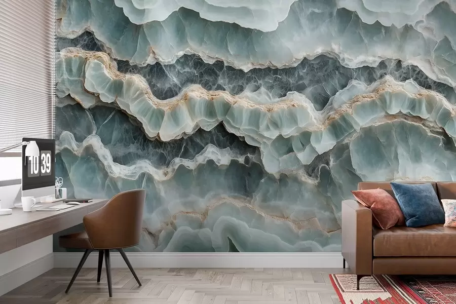 Шпалери Стиль мармурової поверхні з імітацією хвилястих ліній смоли w08561