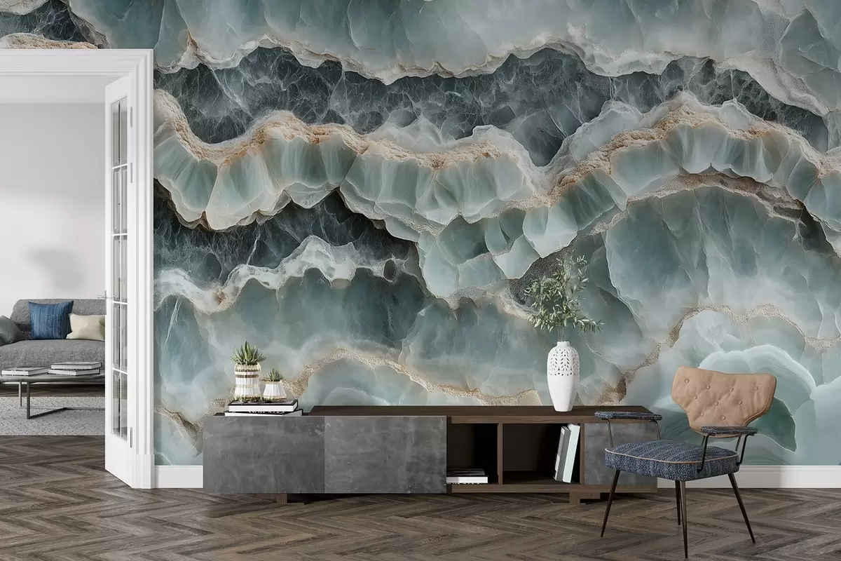 Шпалери Стиль мармурової поверхні з імітацією хвилястих ліній смоли w08561