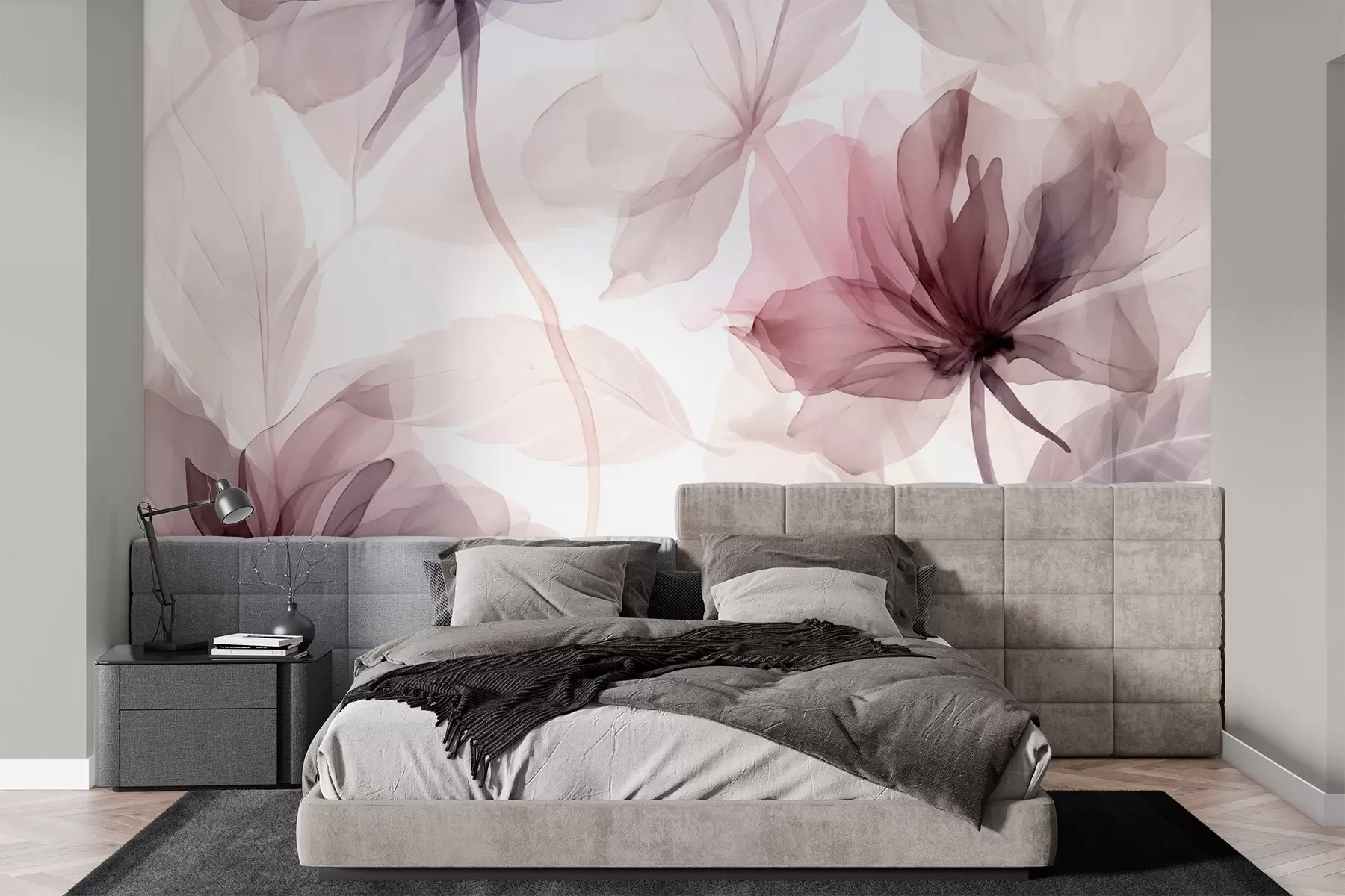 Шпалери Ефемерні квіти в ніжних пастельних тонах w02755