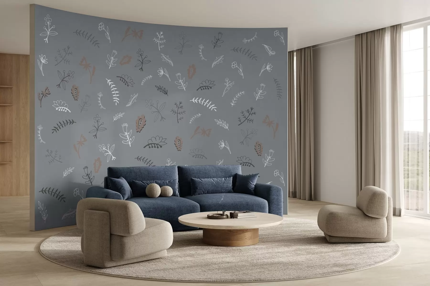 Шпалери Приглушений квітковий візерунок із землистими тонами w02776v2