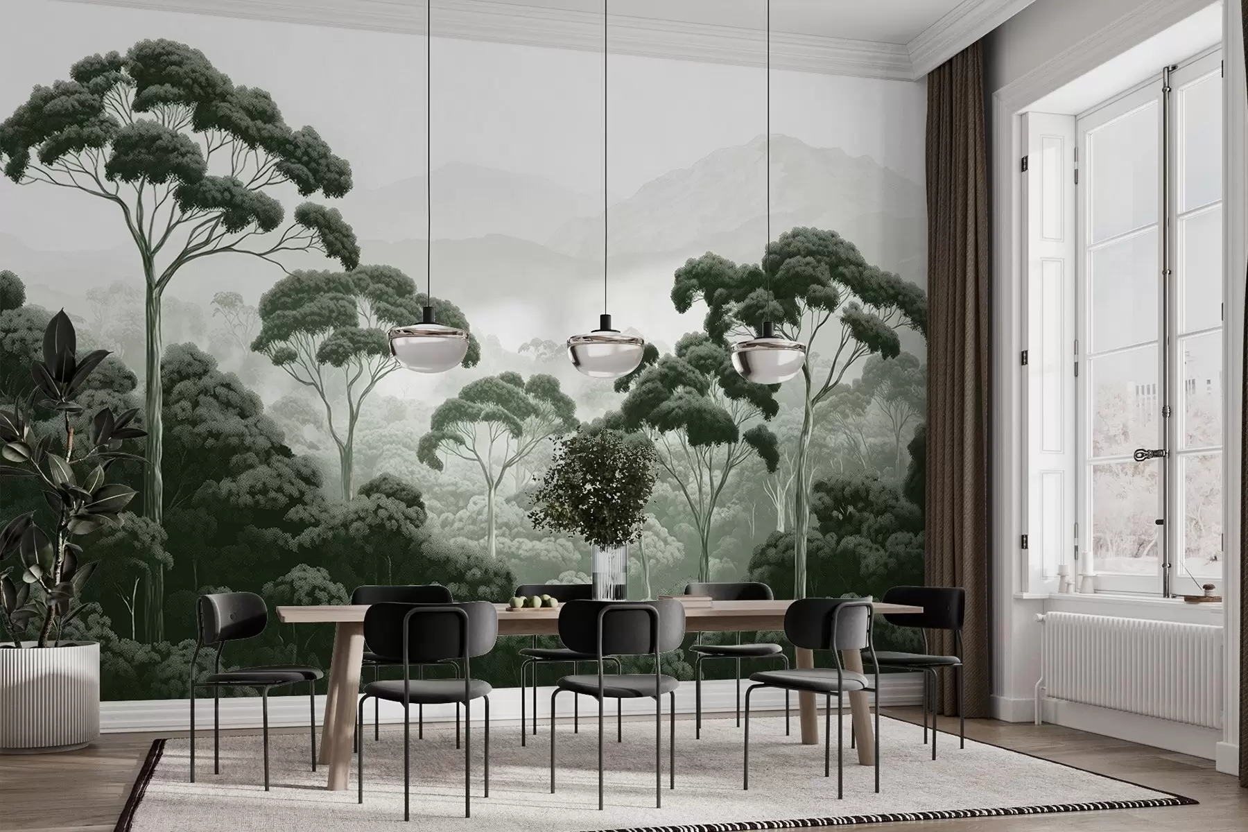 Шпалери Джунглі, гори, тропіки, природа, великі дерева, темно-зелені кольори w02739v1