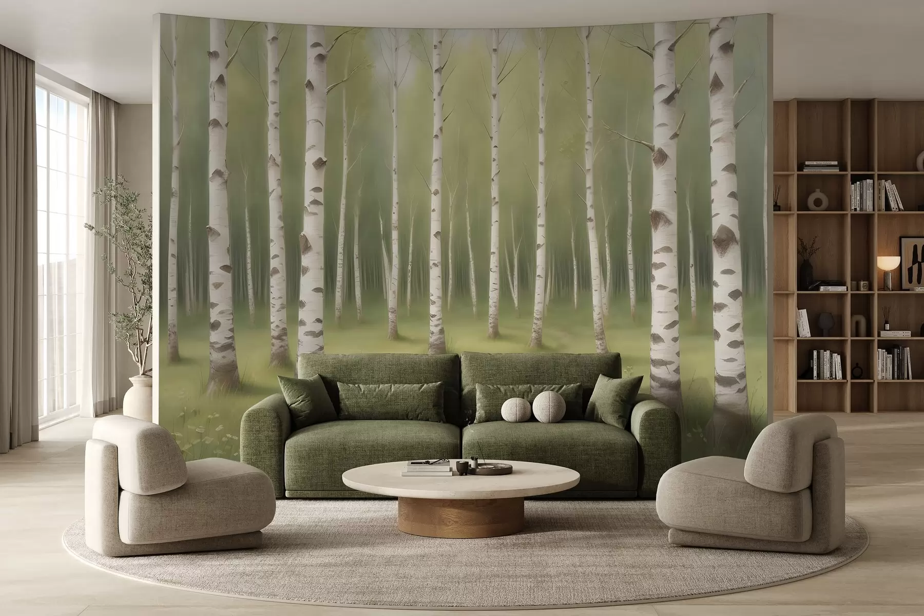 Шпалери Намальований березовий гай w02836