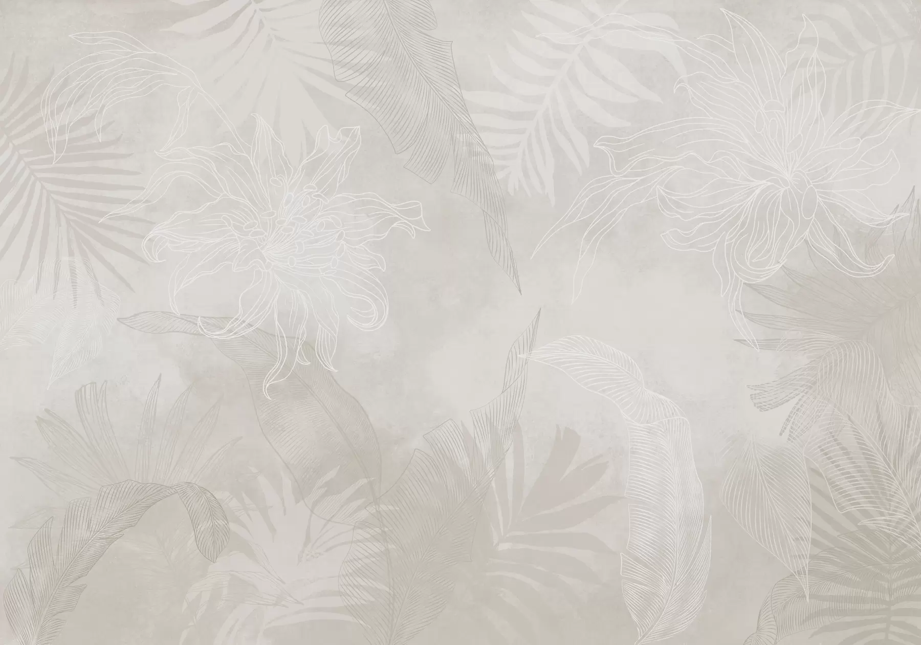 Шпалери Тропічне листя з ефектом гранжу w02737v1