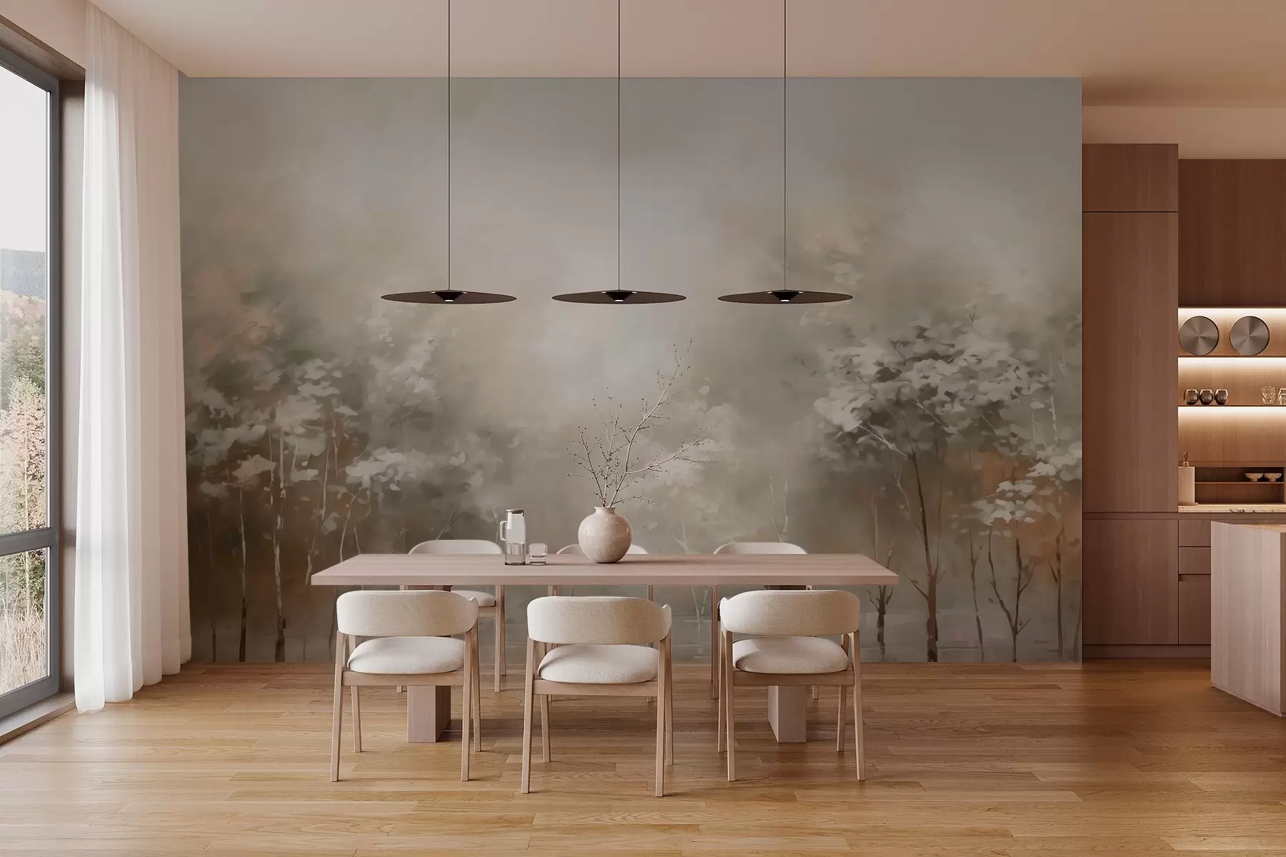 Шпалери Садова абстрактна імітація живопису w02928