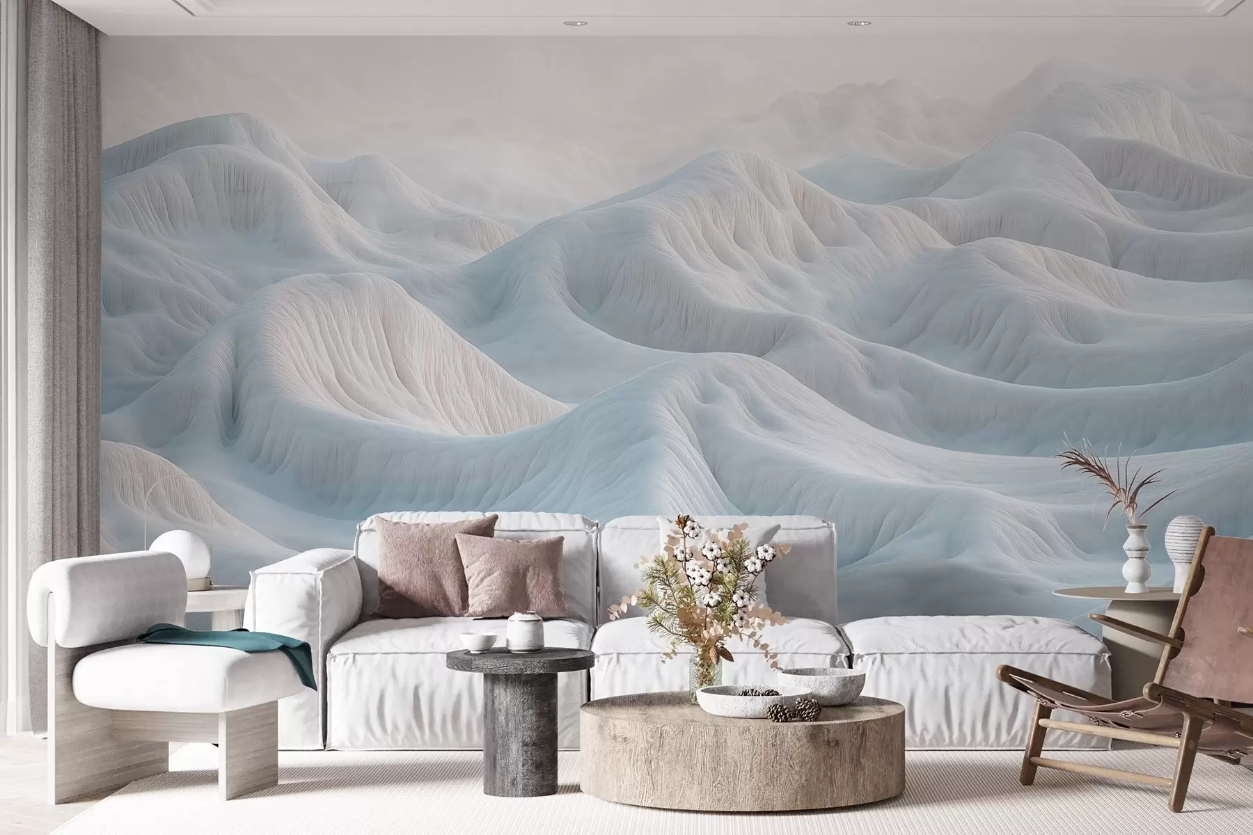 Шпалери Блакитний пейзаж з пагорбами та дюнами w08693