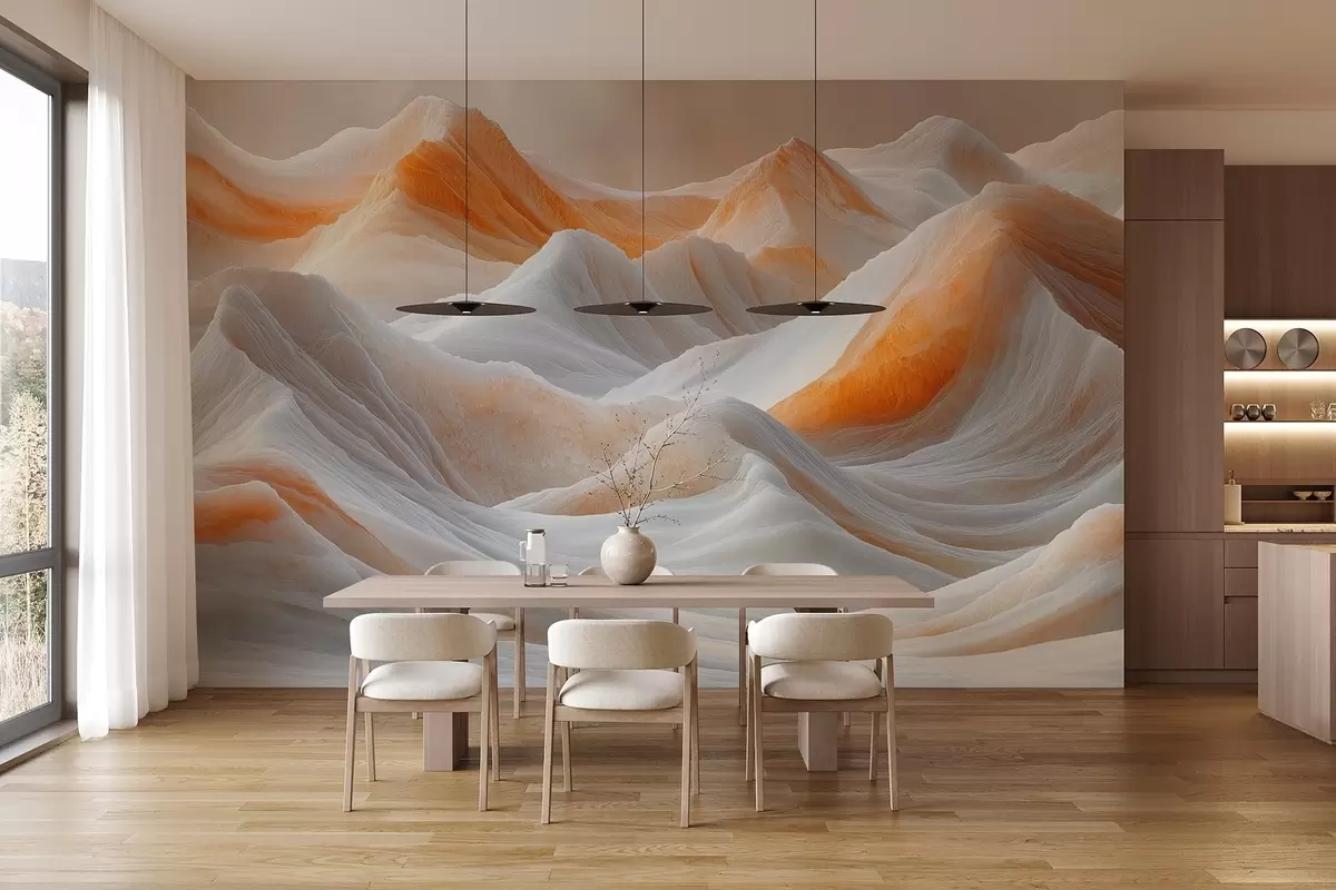 Шпалери Гірські пагорби в оранжево-сірих тонах w08722