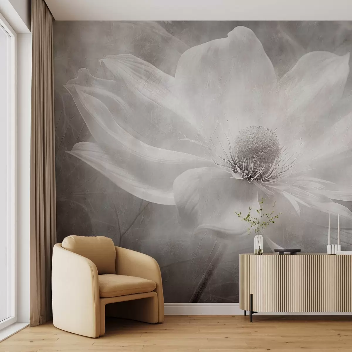 Шпалери Напівпрозора ніжна велика квітка w08732