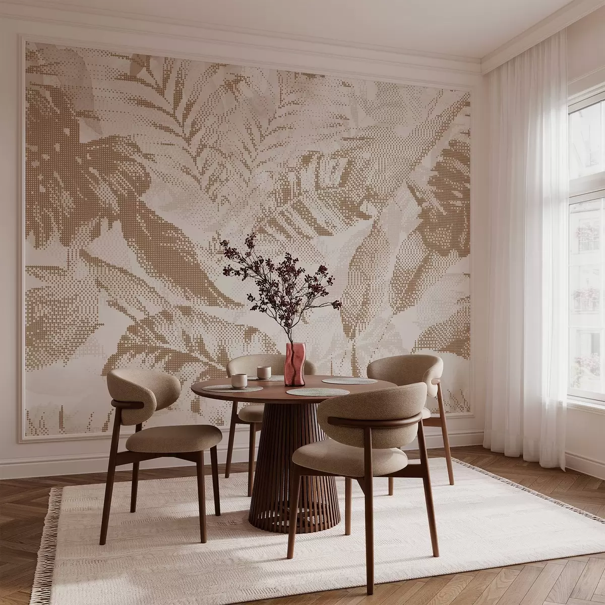 Шпалери Піксельний візерунок з листям w02993