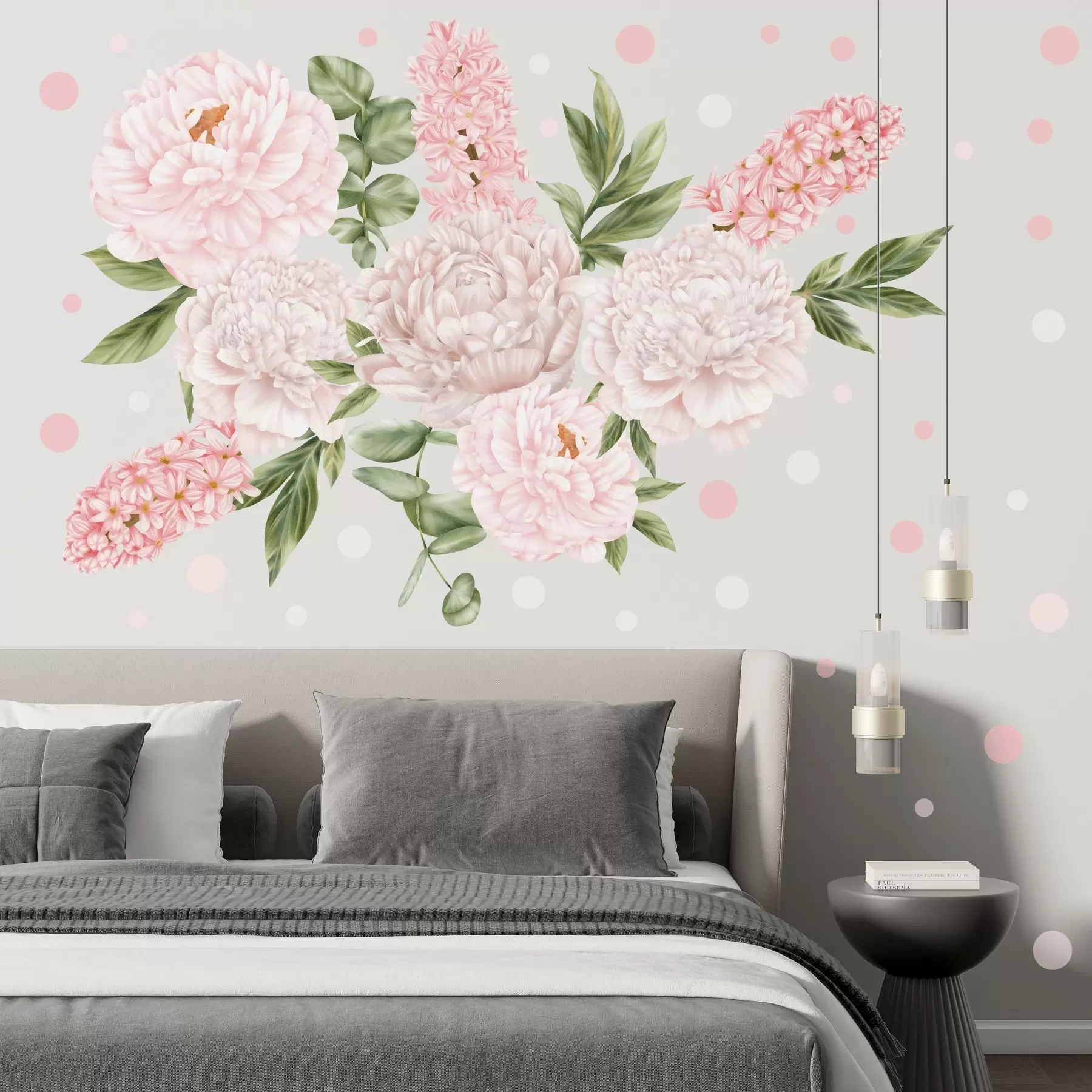 Шпалери Букет з рожевих півоній та гіацинтів n00034