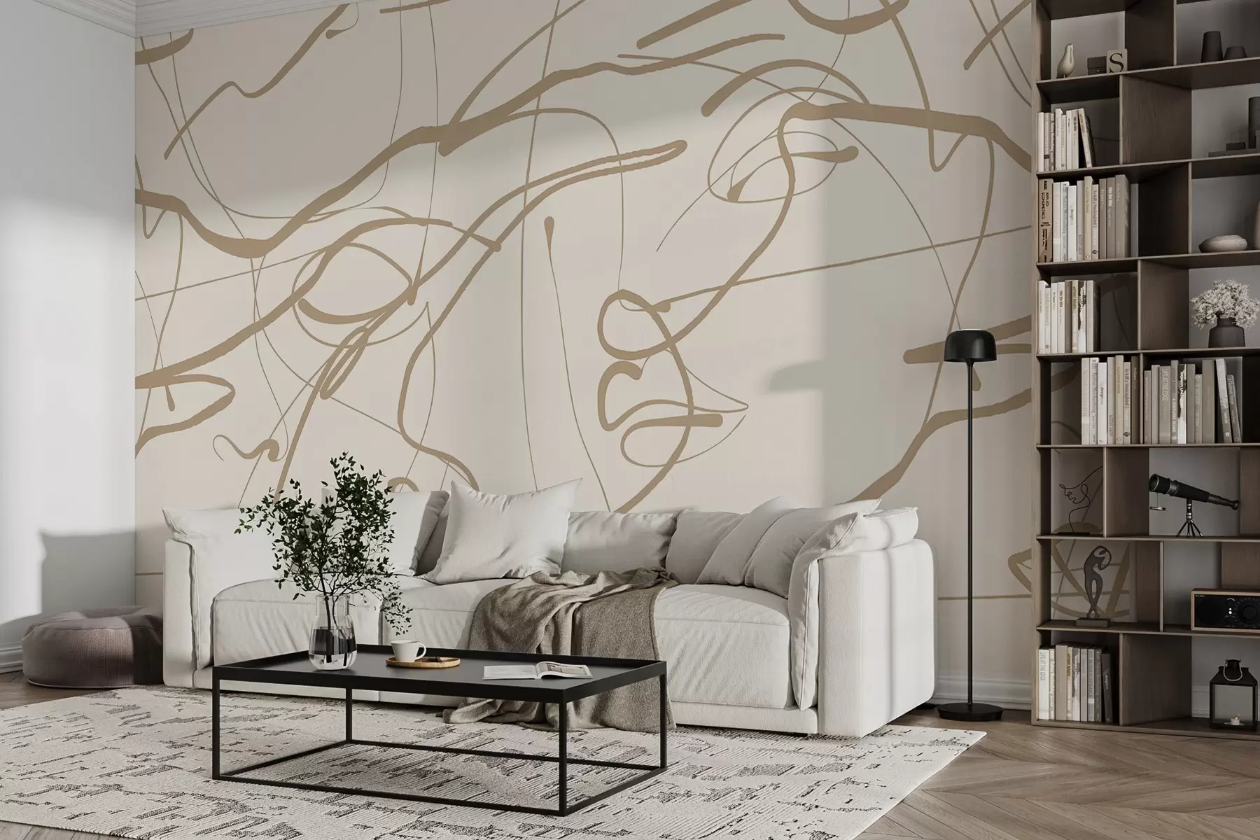 Шпалери Обличчя намальовані лінією w08764