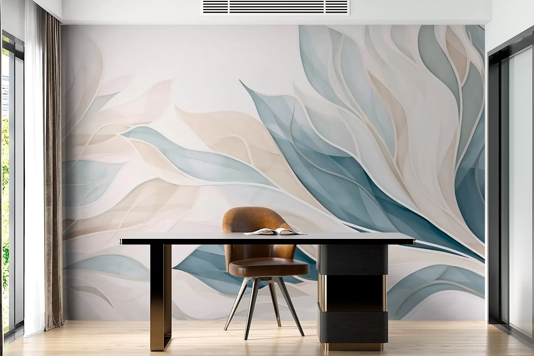 Шпалери Абстрактна цифрова ілюстрація листя w03140