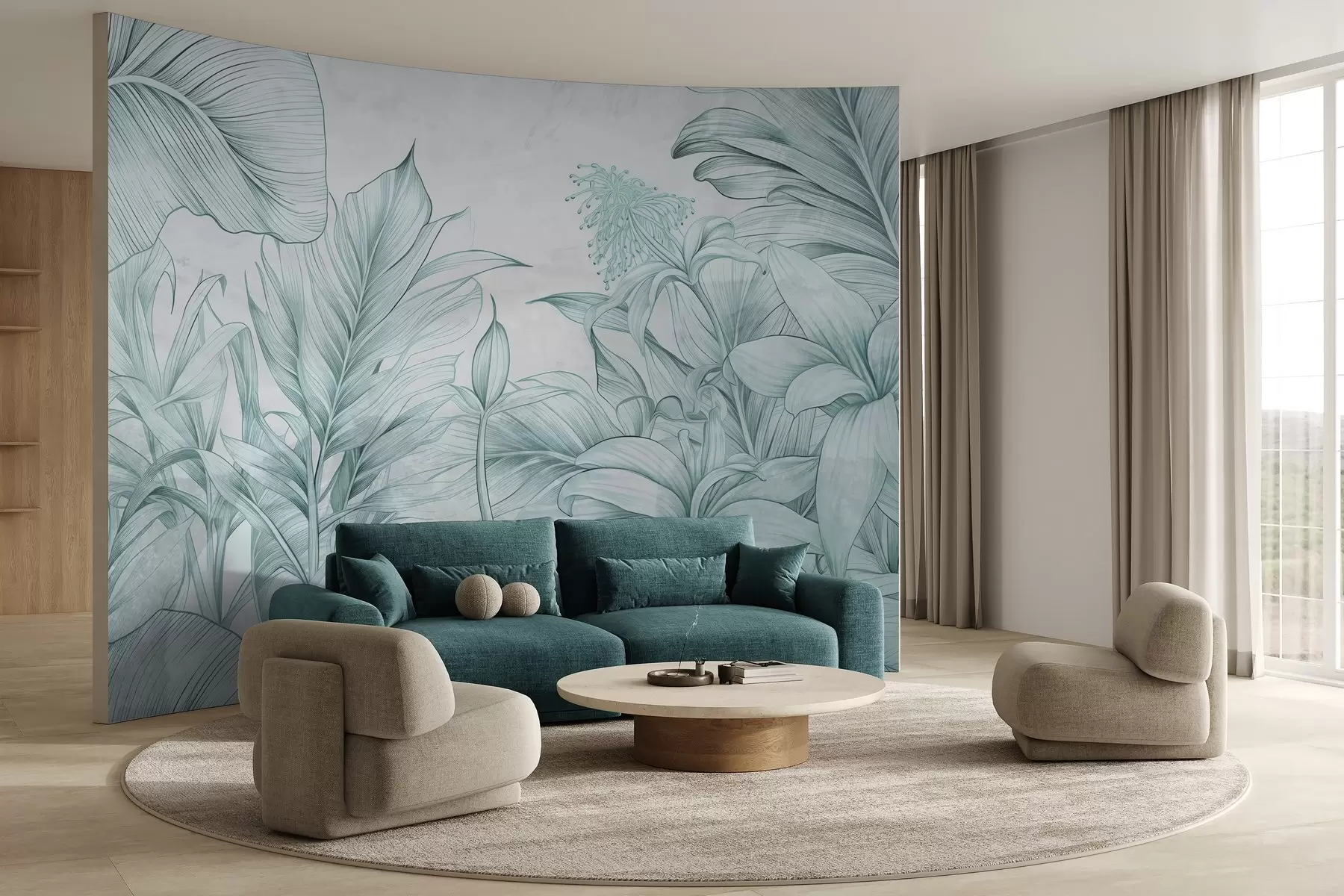 Шпалери Деталізоване листя в стилі гранж w03201v3