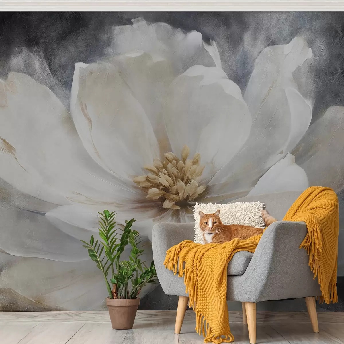 Шпалери Велика біла абстрактна квітка w08864v1